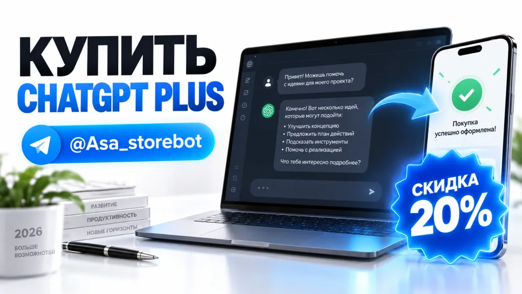 Купить аккаунт ChatGPT со скидкой 20% в ASA STORE